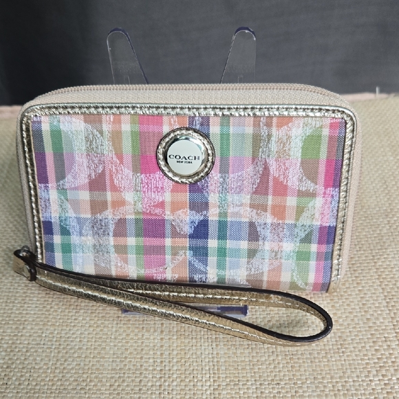 Coach Handbags - Coach Multicolor Plaid Wristlet EUC